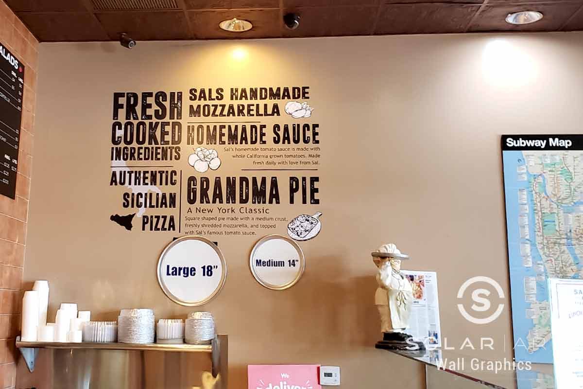 Custom Graphics Installation at Sal's Pizzeria in Foothill Ranch, California